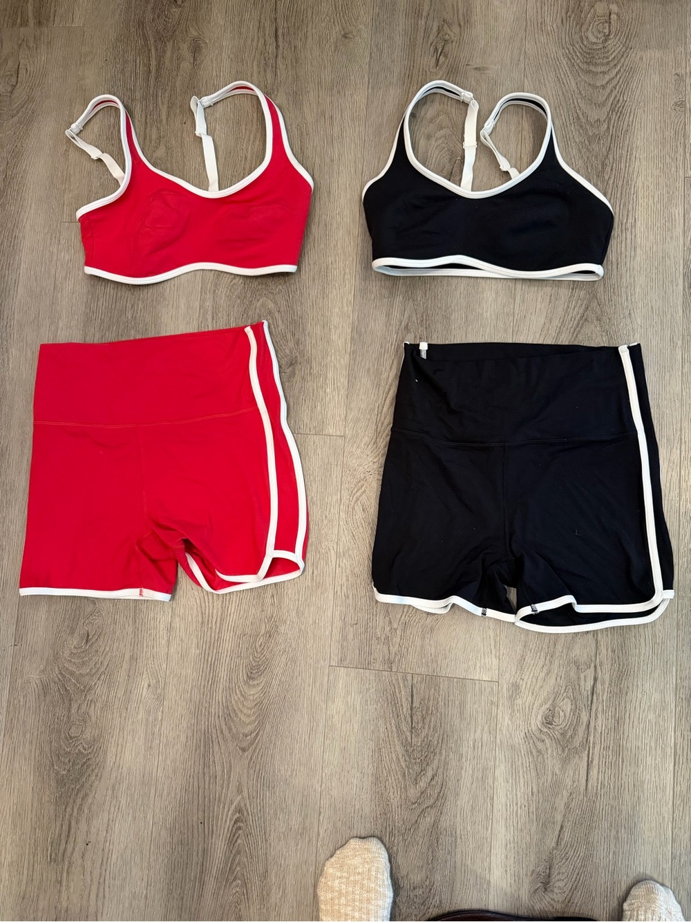 all in motion Red and Black Athletic Shorts Sets with White Trim
